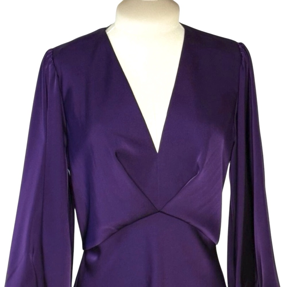 Sachin & Babi Womens Purple Below The Knee Long Sleeve Dress Cocktail Dress Sz 6 - Picture 7 of 11